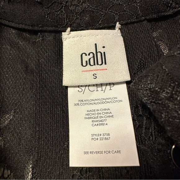 Cabi Black St. Regis Lace Button Front Blouse - Picture 8 of 9